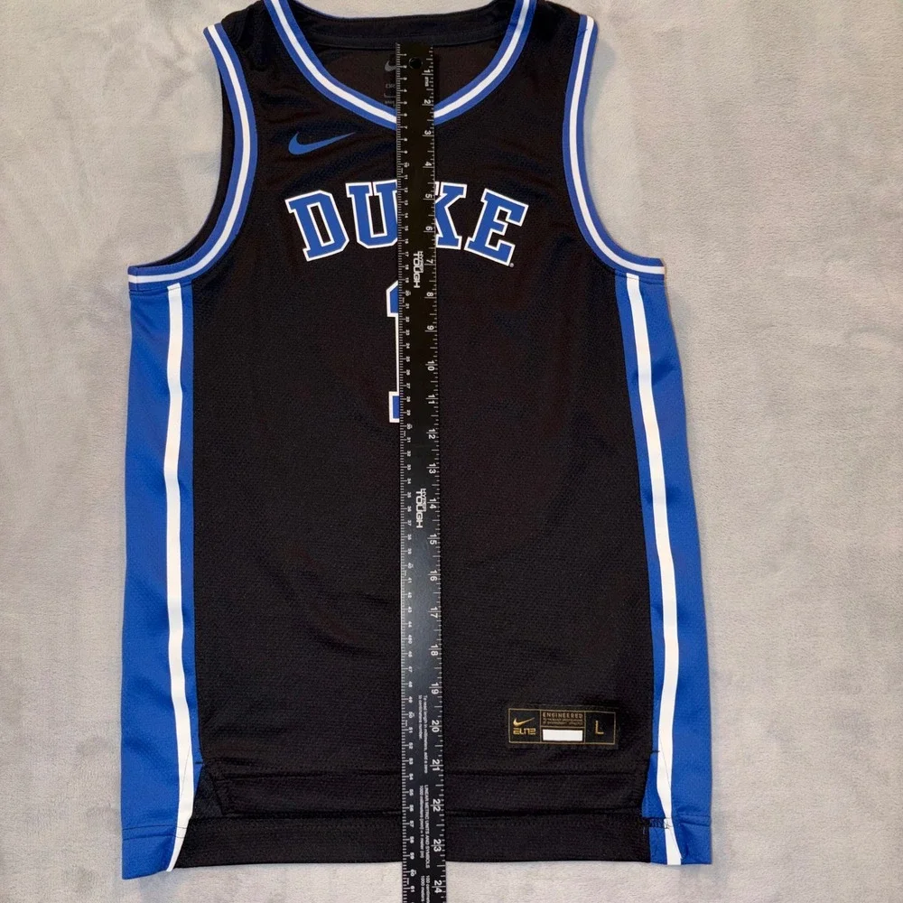 Nike Duke Blue Devils Basketball Jersey Kids Large Black Blue #1‎ Dri-FIT Elite